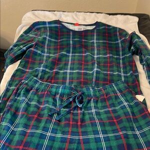 Macy's Green and Blue Pajama Set Cozy Sleepwear